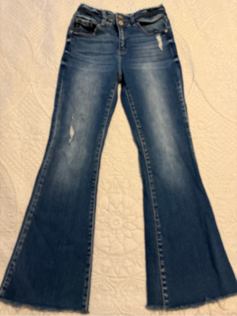 KanCan Mid-Rise Flare Jeans in Dark Blue Wash